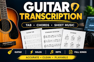 accurately transcribe your guitar music into tabs, chords and sheet music