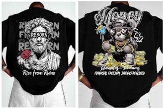 create screen print artwork for tshirt in eps svg and vector format