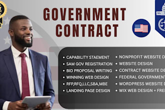prepare government contract bids, rfp proposals, tenders, capability statement