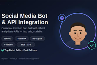 do custom social media bot, tiktok bot, twitter x bot, instagram bot youtube bot
