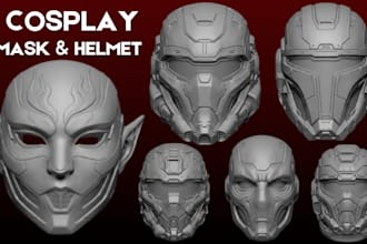 sculpt a custom 3d mask, 3d helmet, cosplay mask oni mask props for 3d printing