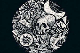 create a true woodcut or linocut illustration