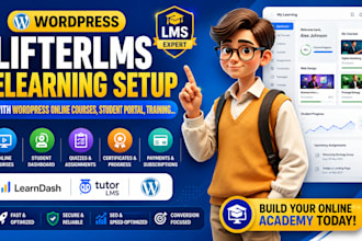 lifterlms elearning setup, wordpress online courses, student portal, training