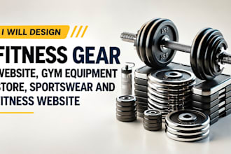 design fitness gear website, gym equipment store, sportswear and fitness website