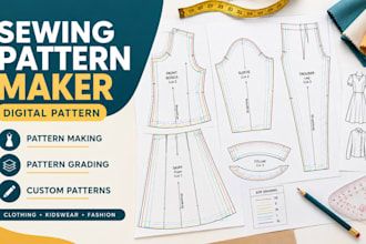create digital pattern sewing pattern design for clothing bag fashion tech pack