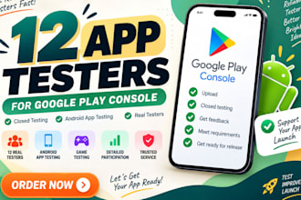 provide 12 testers goggle play for 14 day goggle play console closed testing