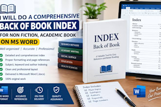 do comprehensive back of book index for non fiction, academic book on ms words