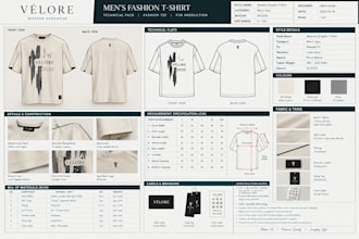 create fashion tech pack, clothing techpack and technical flats for production