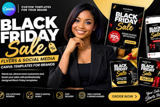 design black friday sale flyers and social media canva templates for brands