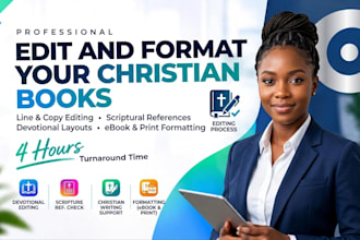 edit, proofread and format your manuscript and christian book editor for KDP