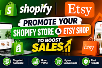 promote shopify store to boost shopify sales, etsy promotion for etsy sales