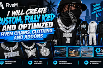 create custom, fully iced and optimized fivem chains, clothing and addons
