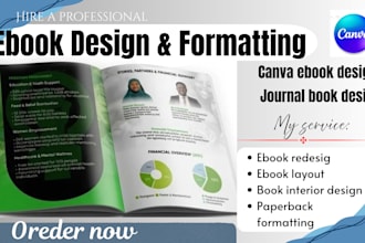 design ebook, ebook formatting, canva ebook design, and journal book