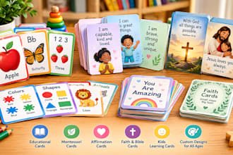 design education, montessori affirmation cards, faith card, and kids card game