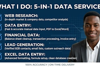do financial data entry, web research and excel data analysis