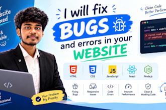 fix react javascript HTML CSS bugs and errors