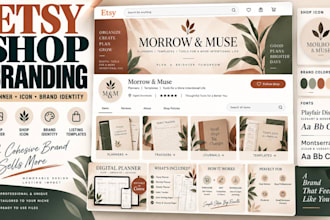 design premium etsy shop banner, etsy icon and storefront branding and new shops