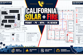 design california solar permit plans, fire protection drawings and pe seal