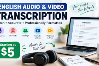 professionally transcribe english audio and video