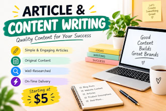 write engaging articles, blog posts and product descriptions