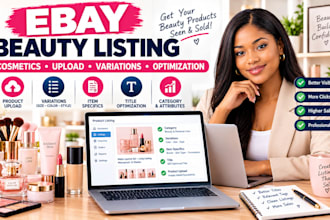 ebay beauty cosmetics product listing SEO category variation upload optimization