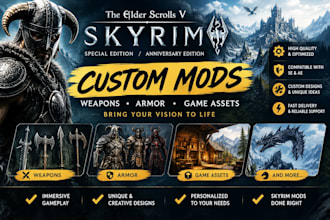 create custom skyrim se ae mods, weapons, armor and game assets