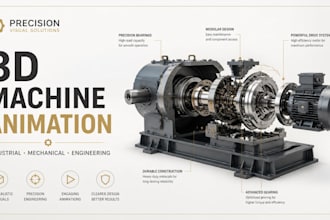 create 3d machine animation industrial, mechanical and engineering visualization