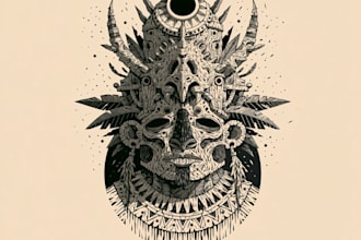 design bold linocut and woodcut style art work