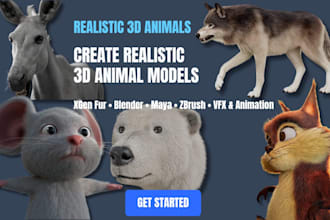create realistic 3d animal model xgen fur blender maya zbrush for vfx animation