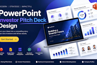 do powerpoint design, investor pitch deck, pitch deck design, canva presentation