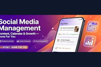 social media manager with content calendar and monthly reporting
