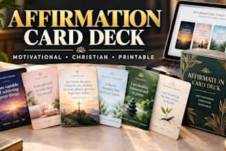 design affirmation cards, motivational card decks, flashcards and prayer journal