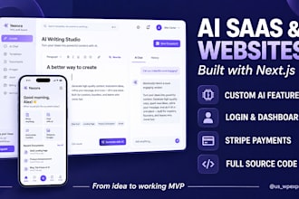 build ai saas, ai website or ai web application with next js, full stack