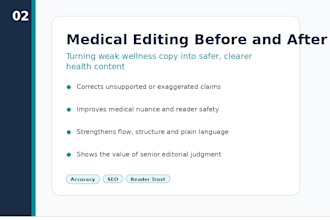 edit and fact check your health article for accuracy and SEO