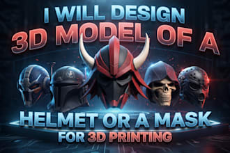 design 3d model of a helmet or a mask for 3d printing