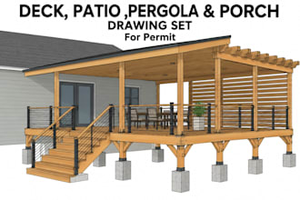 create patio cover, pergola and workshop permit drawing, structural drawing
