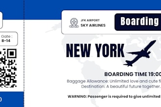 design a custom digital boarding pass gift with qr code
