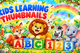 design kids educational youtube thumbnails