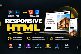 convert figma or PSD to responsive HTML website
