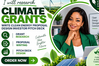 research climate grants write clean energy proposal design investor pitch deck
