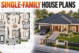 design single family house plans cad drawings, architecture
