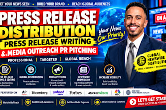 press release distribution, press release writing and media outreach PR pitching