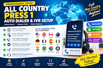 provide all country press 1, auto dialer and ivr set up
