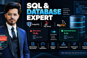 write, optimize, and debug sql queries and databases