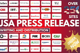 write and distribute a USA press release for PR and media coverage
