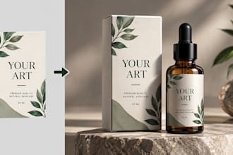 create realistic 3d product packaging mockup design for boxes and bottles