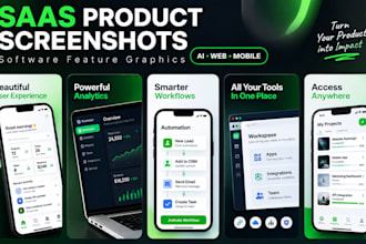 design saas product screenshots and software feature graphic