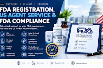 handle fda registration, food facility, US agent service and fda compliance