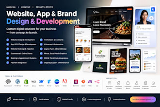 design food flyer, logo, restaurant online ordering delivery squarespace website