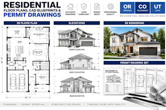 redraw residential floor plans, cad blueprints and permit drawings or co ut